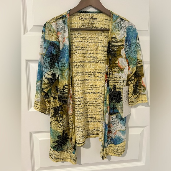 Onque Petite Tropical Kimono Green Blue Size PXL - Picture 1 of 12